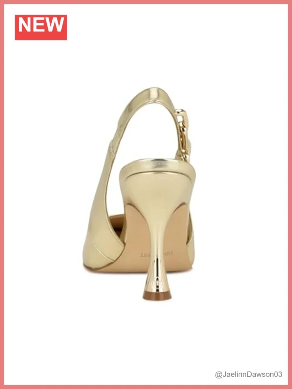 Nine West Veroni Womens Stiletto Heels Faux Leather Pointed Toe Gold Chain